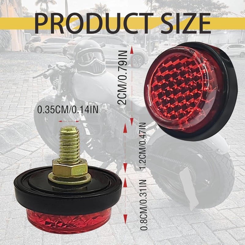 GolTHd 6PCS Mini Reflector with Screw Nut Type M5 Universal Screw Tag Bolt Round Reflective for Motorcycle Bicycle Bike - Red - Image 2